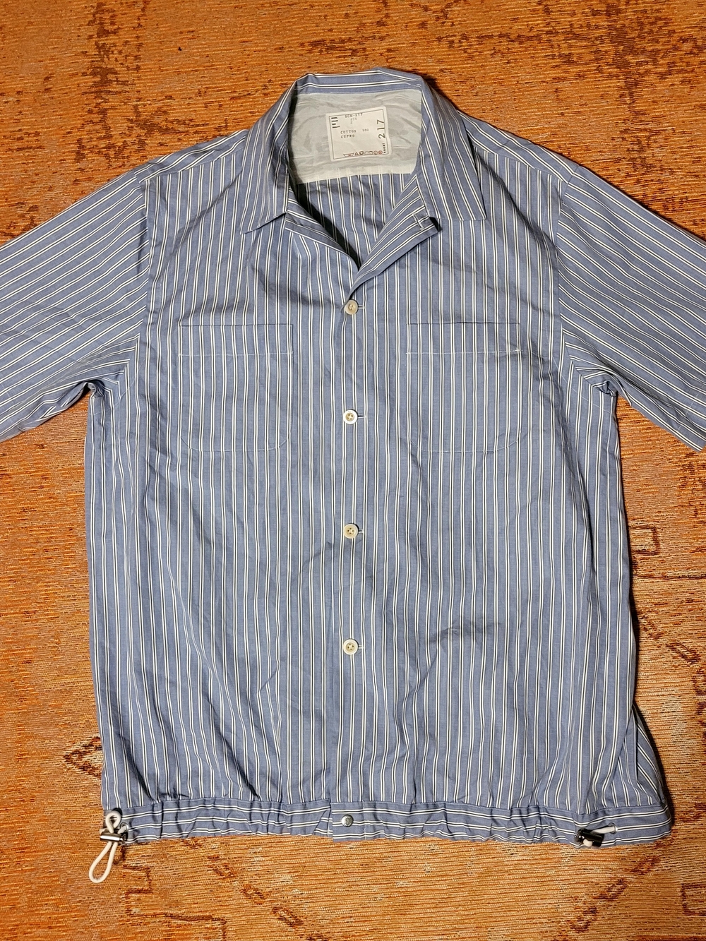Sacai Blue and White Striped Casual Button-Down Shirt